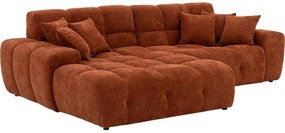Goossens Excellent Bank Kubus - 40 X 40 Cm Stiksel rood, stof, 1,5-zits, modern design met chaise longue rechts