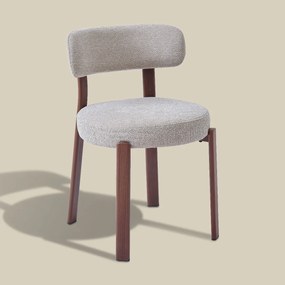Walnoot Eetkamerstoel Met Beige Zitting