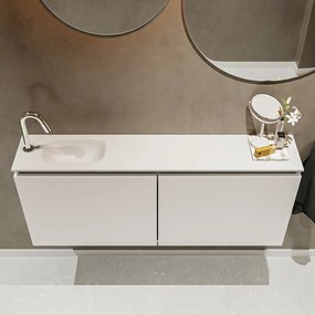 Mondiaz Ture 120cm toiletmeubel linen met wastafel talc links 1 kraangat