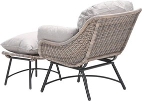 Garden Impressions Selene loungestoelen vintage willow - Tepa bijzettafel Ø50x48 cm