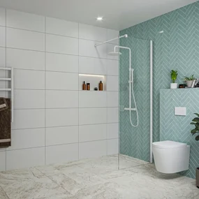 Fortifura Galeria inloopdouche - 70x200cm - helder glas - wandarm - mat wit SW797913/SW797906