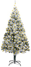 vidaXL Kunstkerstboom met LED's en sneeuwvlokken PVC 400 cm groen