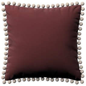 Dekoria Kussenhoes Wera met pompons, bordeaux 45 x 45 cm