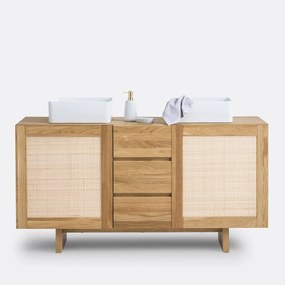 Dubbele wastafel met rotanriet L145cm, Arty