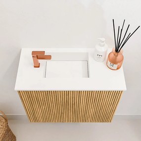 Mondiaz Joya 50cm toiletmeubel oak met wastafel faye links 1 kraangat talc