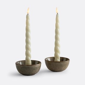 Set van 2 gedraaide LED kaarsen in wax, Caspar