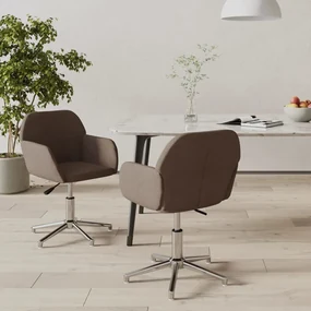 vidaXL Eetkamerstoelen draaibaar 2 st stof taupe