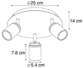 Moderne badkamer Spot / Opbouwspot / Plafondspot staal 3-lichts IP44 - Ducha Modern GU10 IP44 rond Lamp