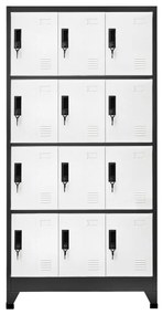 vidaXL Lockerkast 90x45x180 cm staal antracietkleurig en wit