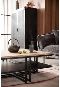 Goossens Salontafel Mamilo vierkant, hout eiken onbewerkt, elegant chic, 80 x 35 x 80 cm