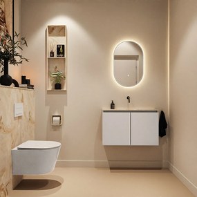 Mondiaz Ture DLux toiletmeubel 80cm linen met wastafel frappe midden zonder kraangat