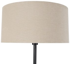 Vloerlamp zwart met kap licht bruin 50 cm - Simplo Design, Modern E27 rond Binnenverlichting Lamp