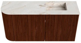 Mondiaz Joya DLux 80cm toiletmeubel ronding links ruby met wastafel faye rechts zonder kraangat frappe