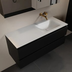 Mondiaz Aivy badmeubel 120cm urban met wastafel solid surface talc rechts zonder kraangat en spiegelkast