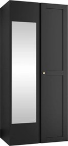 Kledingkast Hartford 396, Zwart, 186x74x44cm, 54 kg, Kledingkast deuren: Met scharnieren, Aantal planken: 2, Aantal planken: 2