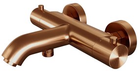 Brauer Copper Edition thermostatische badkraan met wandhouder en 3 standen handdouche geborsteld koper PVD