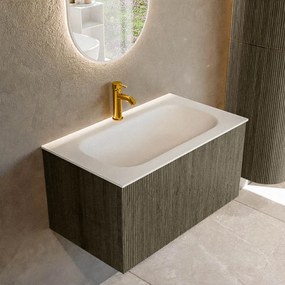 Mondiaz Kurve 80cm badmeubel shadow met 1 lade en wastafel big small midden 1 kraangat
