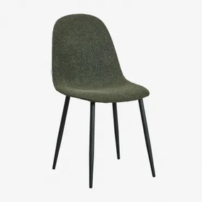 Set Van 2 Glamm Eetkamerstoelen Zwart & Bouclé Legergroen & Bouclé - Sklum