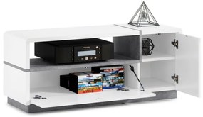 Mazzoni Tv-tafel FOLK RTV-120, wit hoogglans/beton, kast