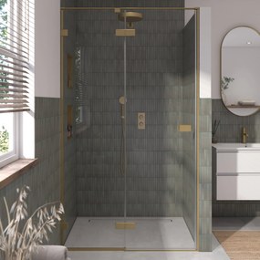 Saqu Parro Douchedeur 120x210 cm Geborsteld Messing Helder Glas
