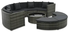 vidaXL 7-delige Loungeset met kussens poly rattan grijs