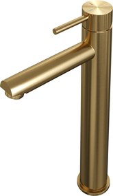 Brauer Stripe verhoogde wastafelkraan model A met ColdStart messing geborsteld PVD