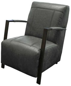 Industriële fauteuil Rosetta | lederlook Missouri antraciet 09 | 64 cm breed