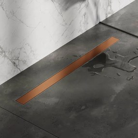 Brauer Douchegoot - 100x7.5cm - vloerflens - tegelinlegrooster omkeerbaar - RVS - geborsteld koper DR-MRF100GK