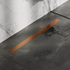 Brauer Douchegoot - 100x7.5cm - vloerflens - tegelinlegrooster omkeerbaar - RVS - geborsteld koper DR-MRF100GK