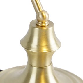 Klassieke notarislamp goud met gerookt spiegel glas - Banker