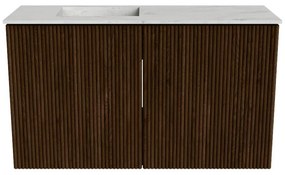 Mondiaz Joya DLux 70cm toiletmeubel walnut met wastafel faye links zonder kraangat opalo