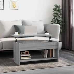 vidaXL Salontafel 102x50x52,5 cm bewerkt hout grijs sonoma eikenkleur