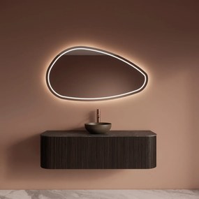 Gliss Design Alluro badmeubel ribbelfront met ronding links/rechts 140cm ebony en zwart leisteen toppaneel