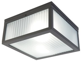 Smart buiten plafondlamp zwart met ribbel glas incl. Wifi A60 - Charlois