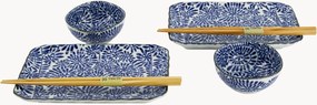 Porseleinen sushi serviesset Aizome, 2 personen, 6-delig