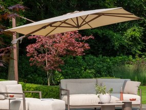 4 Seasons Zweefparasol Siesta premium 300x300 cm. - beach/dark woodlook
