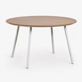 Ronde Tuintafel Ø130 Cm Van Houtlook Hars En Staal Mireiali Glaciale Wit - Sklum
