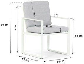 Tuinset 6 personen 260 cm Aluminium Wit Santika Furniture Santika