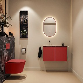 Mondiaz Ture DLux toiletmeubel 80cm fire met wastafel lava links zonder kraangat