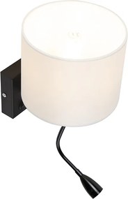 Moderne wandlamp zwart met witte kap - Brescia