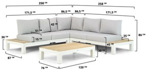 Loungeset 5 personen Aluminium/teak Wit Lifestyle Garden Furniture Ravalla