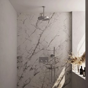 Brauer Stripe inbouw regendouche met 25cm hoofddouche, plafondarm en staafhanddouche set 27 RVS geborsteld PVD