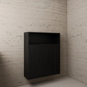 Gliss Design Timotheus badkamerkast met ribbelfront 100cm black veneer