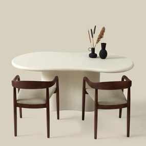 Organische Eettafel Wit Betonlook 200 Cm - 200 X 110cm.