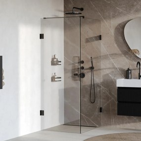 Brauer Void Carving profielloze douchecabine 80x100cm zwart mat