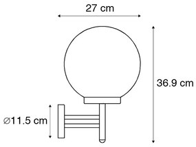 Buiten wandlamp zwart met kunststof IP44 RVS - Sfera Modern E27 IP44 Buitenverlichting rond