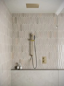 Saniclear Cube Pro inbouw regendouche met inbouw douchekop 30x30cm, glijstang en staafhanddouche geborsteld messing - mat goud