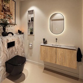 Mondiaz Ture DLux toiletmeubel 100cm washed oak met wastafel glace midden zonder kraangat