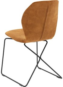 Goossens Excellent Eetkamerstoel Manzini cognac velvet stof leuning, modern design