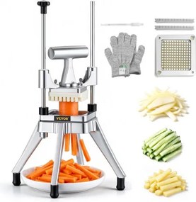 VEVOR Aardappelsnijder Frietsnijder 1/4 inch, Frietsnijder Groentesnijder Commerciële Chopper Fruitsnijder met 2 Vervangende Messen, RVS Chopper Salade, Fruit